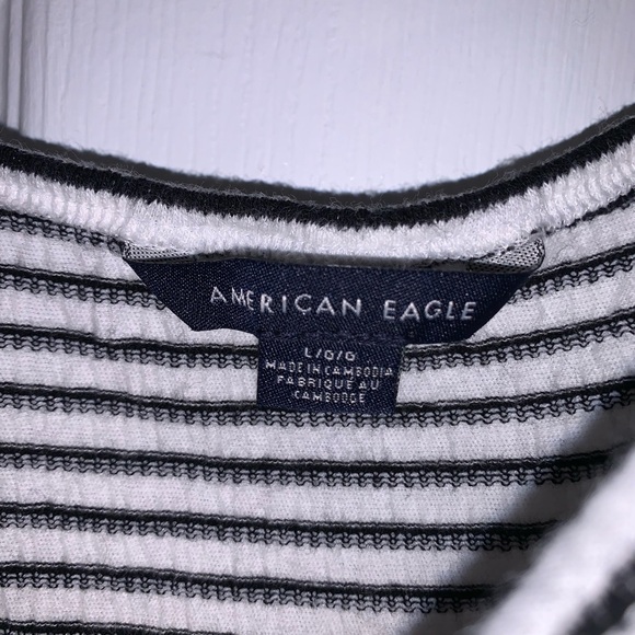 American Eagle Black and White Stripe Crop Top, L - Picture 2 of 3